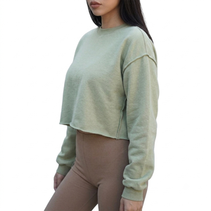 Sudadera Corta para Mujer, Más Vendida, Manga Larga, Cuello Redondo, Color Sólido, Transpirable, Estilo Urbano, a la Moda - Product Image 2
