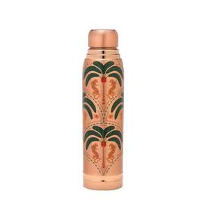 Termo de cobre con diseño de palmera y caballito de mar, estilo bohemio, portátil, para viajes - Product Image 1