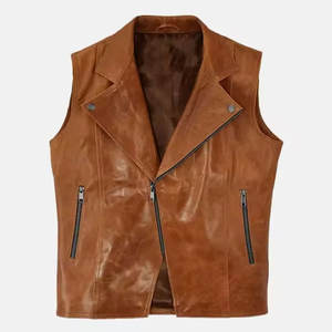 Chaleco de Motocicleta para Hombre, Precio al por Mayor, Cuero Genuino, Fabricante OEM, Equipo de Alta Calidad para Motociclistas - Product Image 1
