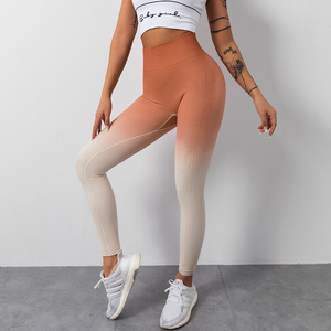 Leggings de punto degradados de cintura alta a la moda con efecto push-up, control de abdomen, transpirables y elásticos para mujer - Product Image 5