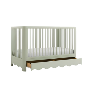 Cuna de Madera Color Verde Salvia Personalizada con Cajón de Almacenamiento, Fabricante de Cunas Modernas para Bebés - Product Image 1