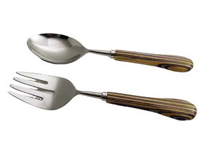 Multi colour Nice manche en bois & Acier inoxydable plaqué argent Acier inoxydable pour mélanger et cuire la salade Cuillères de service plates - Product Image 1