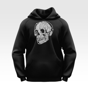 Sudadera con Capucha Negra Unisex, Diseño de Calavera con Pedrería, Estilo Gótico, Corte Holgado, Ropa de Invierno, Bolsillo Delantero, 100% Algodón, Anti-Pilling - Product Image 1