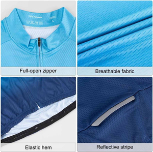 Men's Blue Gradient <b>Cycling</b> Jersey Short Sleeve <b>Stand</b> Collar Moisture Wicking Breathable Quick Dry Fitted Summer Sport Shirt - Product Image 6