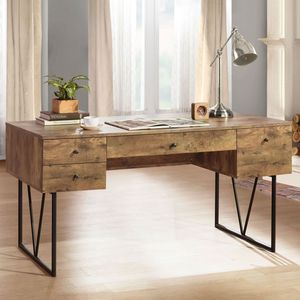 Scrivania Sonoma Rustic Nutmeg a 4 cassetti, elegante scrivania per computer con un tocco di stile - Product Image 1
