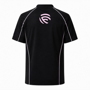 เสื้อยืดแร็กแลนสตรีทแวร์ผู้ชายสั่งทำพิเศษ ผ้าคอตตอนเทอร์รี่ 100% น้ำหนัก 220 กรัม แขนสั้น แต่งแถบสีชมพูตัดกัน พร้อมปักโลโก้ตามสั่ง - Product Image 3