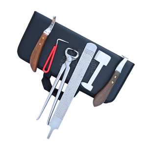 Kit d'outils de ferrage pour le soin des sabots de cheval avec râpe de finition, couteau à sabots à lame détachable, manche en bois et coupe-sabot - Product Image 1