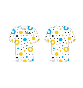 T-shirt à manches courtes pour homme avec motif à pois bleus et jaunes, col rond, vêtement décontracté, respirant, coupe régulière, tricoté en polyester - Product Image 1
