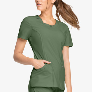 Women's Comfortable Medical <b>Scrubs</b> Jersey Female Spandex Medical Ladies Short Sleeve <b>Scrubs</b> <b>Tops</b> - Product Image 3