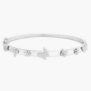 Butterfly Bangle <b>Bracelets</b> 14k <b>Solid</b> Gold Round Cut Lab Grown Diamond Bridal Luxury Floral Cuffs Everyday Wear Jewelry Wholesale - Product Image 3