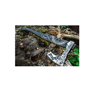 Hacha Estilo Vikingo, Hoja de Acero Forjado, Mango de Goma, Hacha de Supervivencia, Herramienta para Bushcraft al Aire Libre - Product Image 1