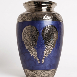 Grande urne funéraire artisanale en laiton au design moderne, gris ardoise, pour cendres humaines adultes - Product Image 1