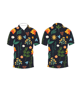 Camisa Polo Negra para Hombre con Estampado Floral Botánico, Manga Corta, Informal, Verano, Moda, Golf - Product Image 3