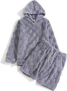 Sudadera con Capucha de Forro Polar para Hombre, Sudadera Sherpa Extra Grande, Sudadera Vintage, Conjunto de Pijama con Pantalones Cortos de Pana - Product Image 4