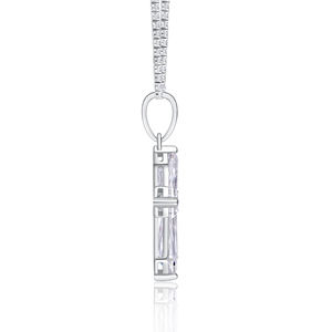 Collier pendentif croix plaqué rhodium pour homme avec cristaux de strass, bijou religieux tendance - Product Image 2