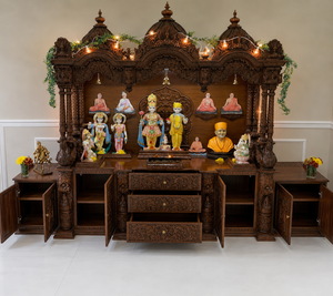 Compre un Mandir de Krishna de Madera de Gran Tamaño a Precios de Mayoreo, Templo de Madera de Lujo Hecho a Mano para el Hogar, Fabricante Exportador de EE. UU. - Product Image 2