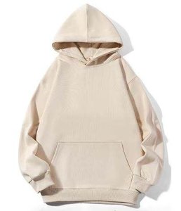 Sweat-shirt à capuche blanc surdimensionné pour homme, 100% coton, molleton français, décontracté, avec poche, coupe classique, pour l'automne - Product Image 4