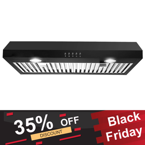 เครื่องดูดควันในครัวแบบติดตั้งใต้ตู้ รุ่น 30 นิ้ว 600 CFM 3 ระดับความเร็ว สีดำ พร้อมไฟ LED - Product Image 2