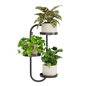 Pot de fleurs suspendu vintage en métal avec design circulaire, finition blanc poudré, pour usage intérieur et extérieur - Product Image 4