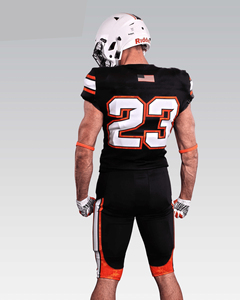 Tenues de football noir et orange sur mesure, uniforme de football américain, tissu respirant, maillots de sport de haute qualité - Product Image 2