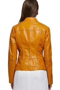 Chaqueta de Cuero de Alta Calidad para Mujer, Chaqueta de Talla Grande para Mujer, Chaqueta de Cuero Clásica Vintage Personalizada con Cremallera OEM para Mujer de Canleo - Product Image 3