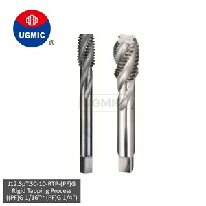 J12.SpT.SC-10-Rigid Tapping Process-1/16" 1/8" 1/4" -(PF)G <b>Thread</b>- Spiral Flutes- Solid Carbide <b>Taps</b>-JIS Shank - Product Image 1