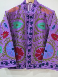 Manteau d'hiver bohème violet en velours brodé, motif floral, manches longues, col rond, grande taille, vêtements d'extérieur décontractés pour femmes - Product Image 4