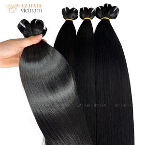 Peluca de pelo natural de lujo 100% vietnamita con cutícula virgen alineada pelo liso de hueso original 8 \ "32 \" materia prima estilo ondulado - Product Image 2