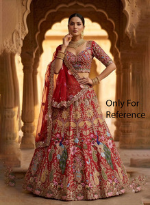 Magnifique Robe de Mariage Indienne Lehenga Choli Traditionnelle en Georgette Embossée, Élégante, Infroissable, Séchage Rapide, Semi-Couture - Product Image 1