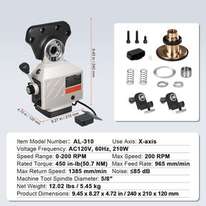 Alimentador de mesa motorizado para fresadora, eje X, 450 in-lb de par, velocidad de rotación ajustable de 0-200 RPM, 120V - Product Image 3