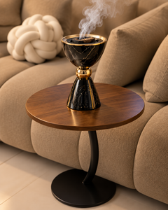 Quemador de Bakhoor Moderno de Lujo con Recipiente de Acero Inoxidable Dorado y Base Decorativa de Resina, Quemador de Incienso Árabe Oud para Decoración del Hogar - Product Image 2