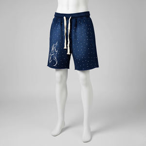 Pantalones cortos con cordón y estampado de puntos azul marino para hombre, con logotipo frontal y bolsillos laterales, ropa informal de verano - Product Image 6
