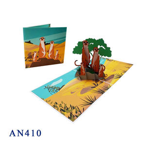 Tarjeta de Felicitación 3D Pop-up Hecha a Mano Personalizada al por Mayor, Diseño de Meerkat, Corte Láser de Papel, Artesanía Vietnamita, Decoración para el Hogar, Viet-craft - Product Image 4