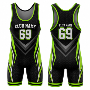 Combinaison de MMA personnalisée à impression numérique, 100% polyester, noir et vert, nom du club 69, ajustée, légère, séchage rapide, unisexe adulte - Product Image 1