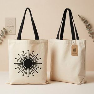 Eco Friendly <b>Folding</b> Cotton Calico Shopping <b>Bag</b> | Plain Dyed Reusable Tote <b>Bag</b> for Sustainable Daily Grocery Use Premium Quality - Product Image 2