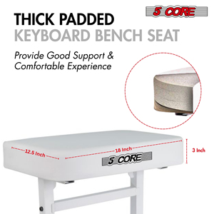 5 Core Metal Keyboard Bench 3" Padded Cushioned Piano <b>Stool</b> <b>Height</b> <b>Adjustable</b> Guitar Seat Folding Portable - Product Image 2