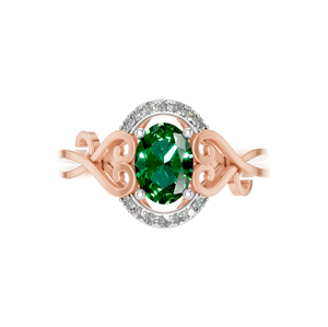 Émeraude ovale certifiée IGI, 1 carat, design spirale vintage en or 14 carats, cadeau classique pour mariage, fiançailles ou fête - Product Image 3