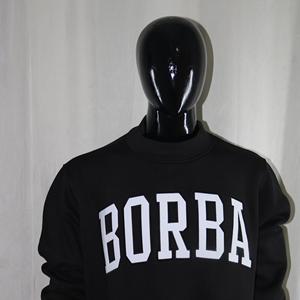 BORBA <b>BLACK</b> Mock Neck Sweatshirt 100% <b>WHITE</b> Applique Embroidery wide neck Sweatshirt Finer Threads - Product Image 2