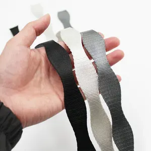 Bán buôn Trắng bạc đen độ bền cao 1 inch hai bên lượn sóng giả Nylon Webbing cho may mặc đồ nội thất bọc túi