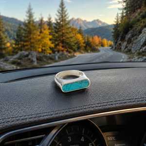 <b>Turquoise</b> Sterling Silver <b>Ring</b>, Rectangle <b>Turquoise</b> Signet <b>Ring</b>, 925 Silver Statement <b>Ring</b>, Minimalist <b>Turquoise</b> Jewelry, Handma - Product Image 3