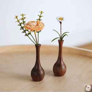 Smooth Finished Wooden Vase for Home & Wedding <b>Tables</b> Vintage Vase Handcrafted Trendy Flower Pot Home Interior Tabletop Display - Product Image 2