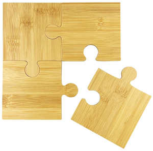 Sous-verres en bois durables et écologiques en forme de puzzle, design personnalisé, accessoire de décoration de table - Product Image 4