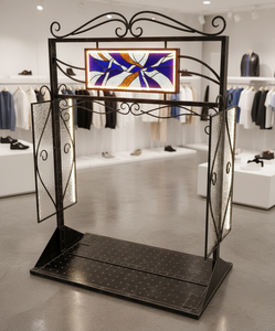 Modern Freestanding Metal Garment <b>Rack</b> With LED Lighting Powder Coated Finish For Indoor Apparel Display - Product Image 2