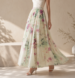 Wholesale Women's Solid Chiffon <b>Pleated</b> Empire Waist Casual Breathable <b>Maxi</b> <b>Skirt</b> Viscose Vietnam Manufacturer - Product Image 2