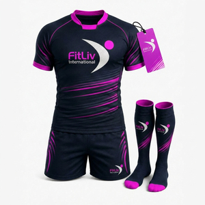 Ventes en gros d'ensembles d'uniformes de rugby pour adultes unisexes, vêtements de sport respirants et durables en polyester, design de logo personnalisé, sublimation - Product Image 1