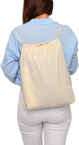 Durable Reusable Promotional Cotton <b>Drawstring</b> <b>Canvas</b> String <b>Bag</b> Sports Backpack Gym Sack for Men - Product Image 2