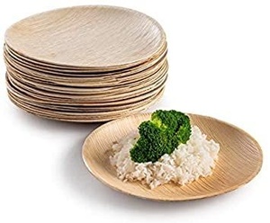 Assiettes jetables rondes en feuille de palmier de 8 pouces, compostables, pour pizzas et sandwichs, compatibles micro-ondes, idéales pour événements, mariages et traiteurs – Vente Flash - Product Image 1