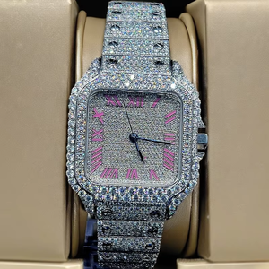 Reloj Cronógrafo Hip Hop para Hombre con Incrustaciones de Diamantes Moissanite, con Acero Inoxidable y Claridad VVS - Product Image 1