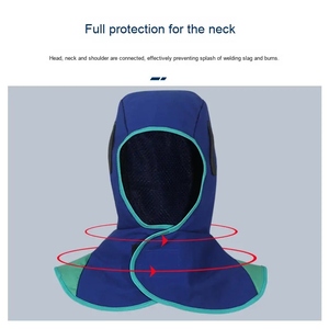Casque de soudage en cuir de vachette ignifuge, protection du cou et de la tête, casquette de sécurité pour la soudure, en vente en ligne - Product Image 5