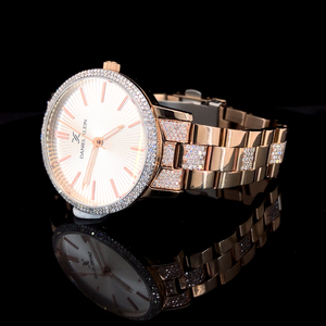 Montre pour femme de luxe avec mouvement mécanique ETA, boîtier en acier inoxydable, cadran analogique en verre de 28 mm, résistance à l'eau de 100 bars, lunette sertie de diamants - Product Image 2